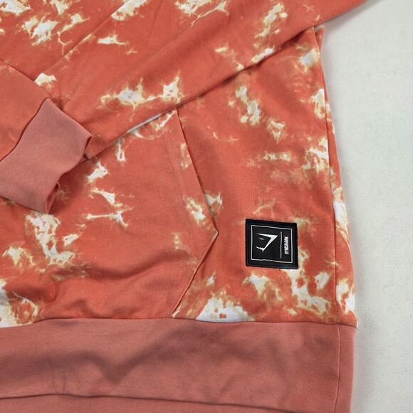 Gymshark Hoodie Mens XL Orange White Tie Dye Pullover Raglan SS21 GMPO3559-OPT - Picture 2 of 10